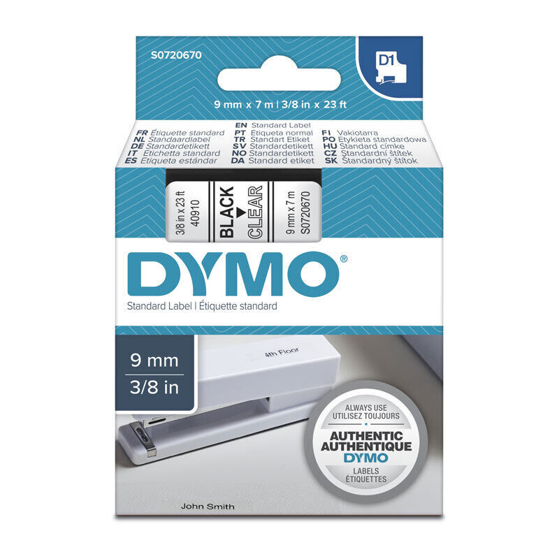 Dymo Blk on Clr 9mm x7m Tape
